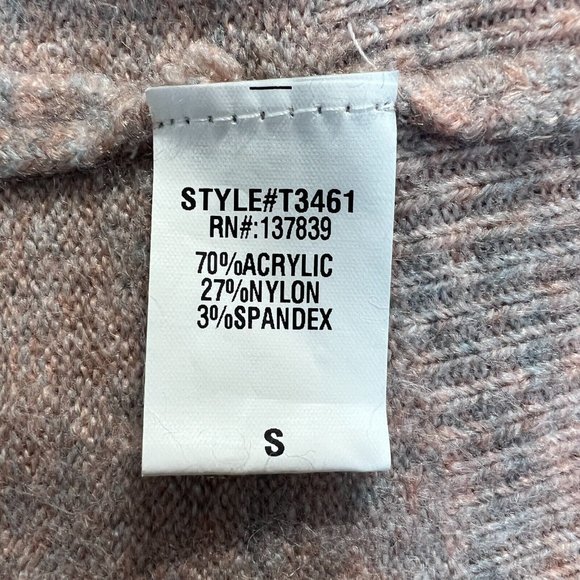 Dreamers Sweater Small Gray Pink Mock Neck Long Sleeve Knit Relaxed Fit - Picture 9 of 12